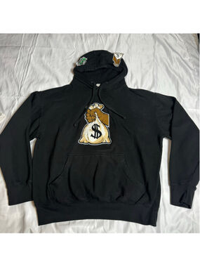 Men's Unbranded Graphic Hoodie Black Brown Size L